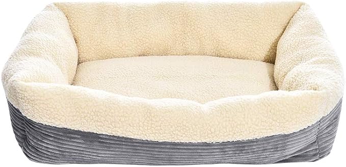 Grey Self-Warming Plush Pet Bed for Cats and Small Dogs