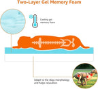 Grey Cooling Gel Memory Foam Dog Bed with U-Shaped Bolsters – 35 × 22 Inches