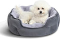 Grey Round Plush Pet Bed for Small Dogs and Indoor Cats – 20 Inch