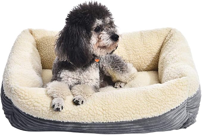 Grey Self-Warming Plush Pet Bed for Cats and Small Dogs