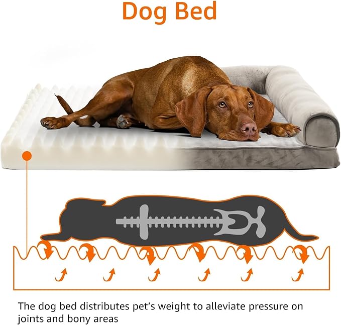 Large Orthopedic Foam Dog Bed with U-Shaped Bolsters – 36 × 27 Inches