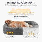 42-Inch Oval Orthopedic Dog Bed with 360° Bolster Support