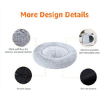 Grey Faux Fur Donut Pet Bed with Removable Cover – 45-Inch