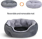 Grey Round Plush Pet Bed for Small Dogs and Indoor Cats – 20 Inch