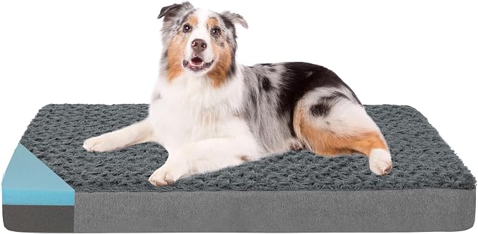 Large Orthopedic Memory Foam Dog Bed with Waterproof Washable Cover – Grey