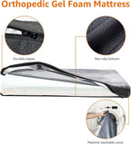 Grey Cooling Gel Memory Foam Dog Bed with U-Shaped Bolsters – 35 × 22 Inches