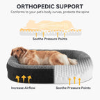 42-Inch Oval Orthopedic Dog Bed with 360° Bolster Support