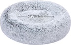 Grey Faux Fur Donut Pet Bed with Removable Cover – 45-Inch