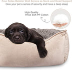 Beige Orthopedic Sofa-Style Pet Bed with Raised Sides – Multiple Sizes