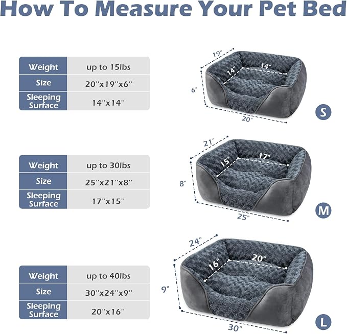 Small Orthopedic Rectangle Pet Bed with Raised Bolsters – 20 × 19 Inches