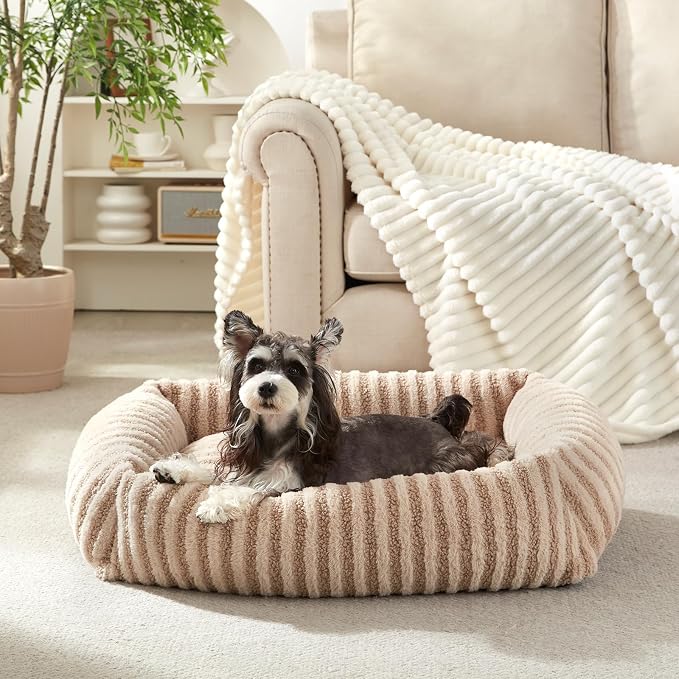 White Plush Pet Sofa Bed with Removable Cover for Small Dogs and Cats