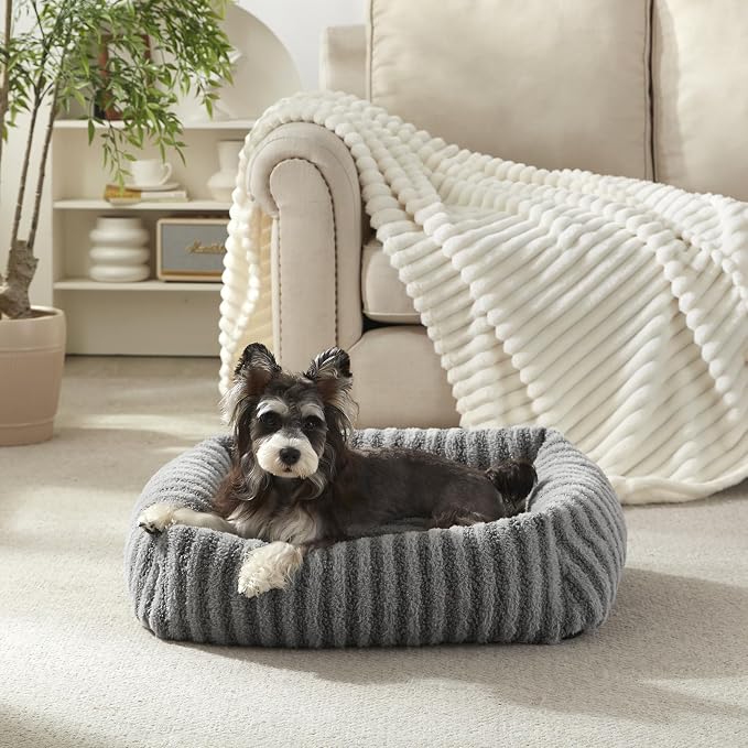 White Plush Pet Sofa Bed with Removable Cover for Small Dogs and Cats