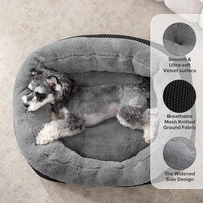 Plush Orthopedic Dog Bed with Raised Sides and Anti-Slip Base