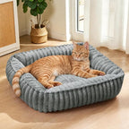 Sage Grey Plush Calming Pet Bed for Small Dogs and Cats – 20 × 16 Inches
