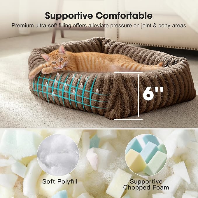 White Plush Pet Sofa Bed with Removable Cover for Small Dogs and Cats