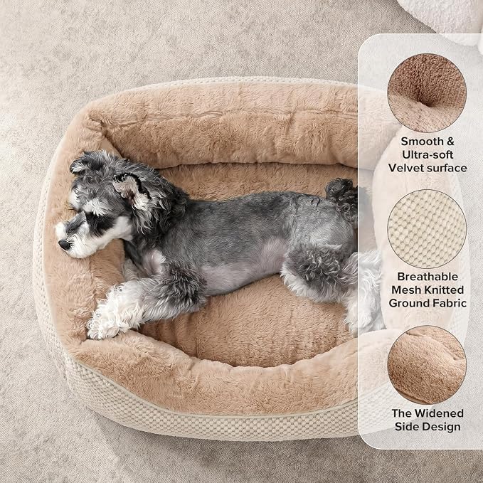 Plush Orthopedic Dog Bed with Raised Sides and Anti-Slip Base