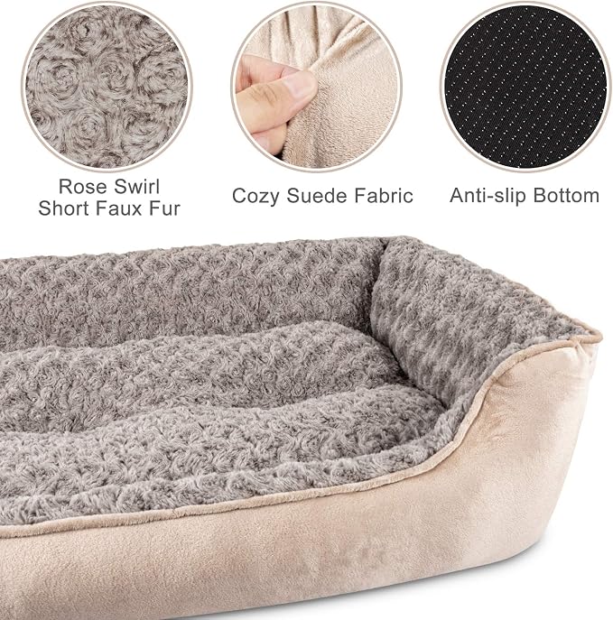 Beige Orthopedic Sofa-Style Pet Bed with Raised Sides – Multiple Sizes