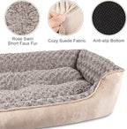 Beige Orthopedic Sofa-Style Pet Bed with Raised Sides – Multiple Sizes