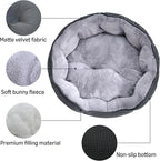 Grey Round Plush Pet Bed for Small Dogs and Indoor Cats – 20 Inch