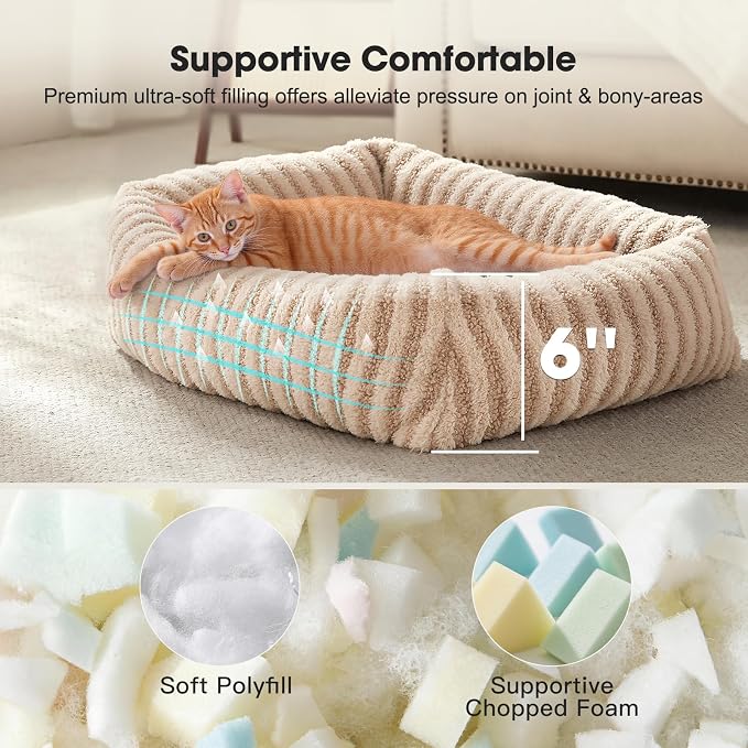 White Plush Pet Sofa Bed with Removable Cover for Small Dogs and Cats