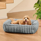 Sage Grey Plush Calming Pet Bed for Small Dogs and Cats – 20 × 16 Inches