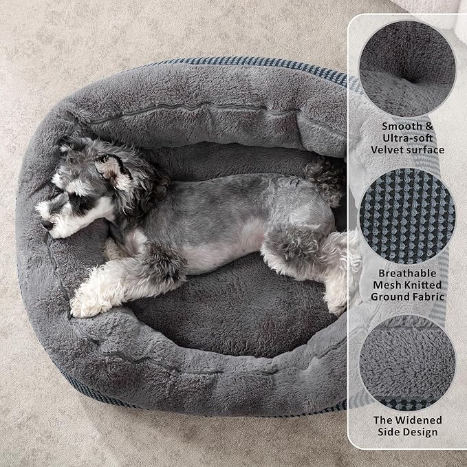 Plush Orthopedic Dog Bed with Raised Sides and Anti-Slip Base