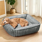 Sage Grey Plush Calming Pet Bed for Small Dogs and Cats – 20 × 16 Inches